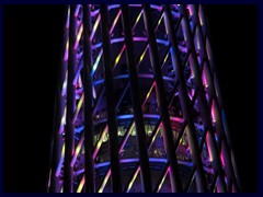 Canton Tower, Guangzhou's tallest structure (600m), changes colour frequently at night.